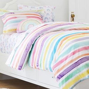 Kayla Rainbow Stripe Kids' Duvet & Shams Full/Queen